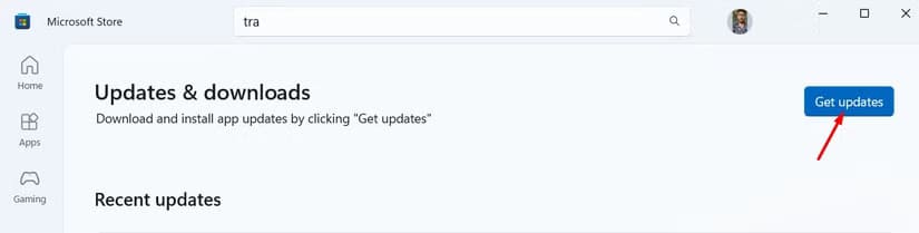 get-updates-option-in-the-microsoft-store طريقة جعل شريط المهام في Windows 11 أكثر شفافية وجاذبية