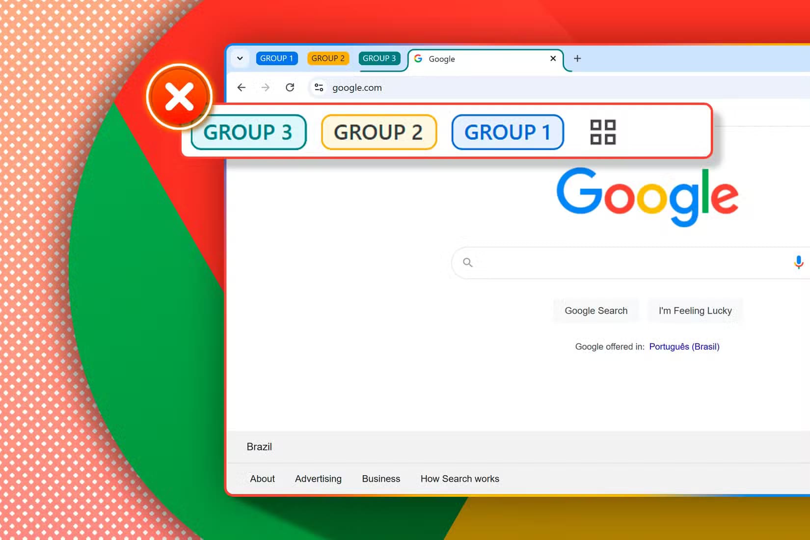 google-chrome-window-with-the-group-tabs-button-highlighted-and-an-x لماذا تُعد تطبيقات الويب الخيار الأفضل مقارنة ببرامج سطح المكتب؟