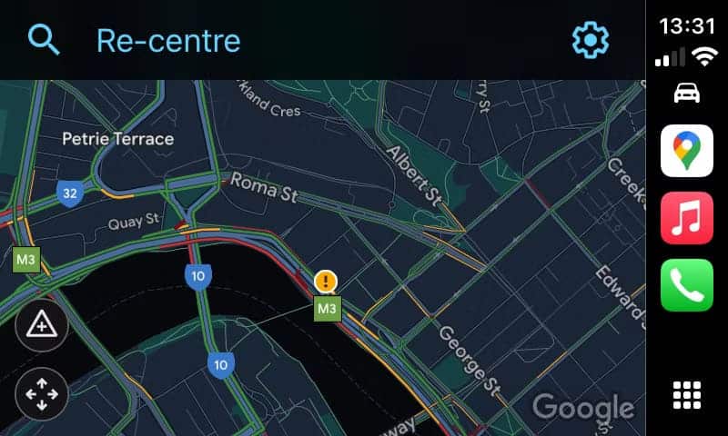 google-maps-traffic-overlay كيفية الاستفادة من خرائط Google للملاحة عبر Apple CarPlay
