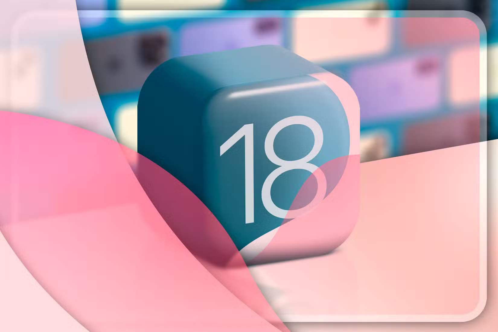 ios-18-logo-in-3d-with-several-blurred-iphones-in-the-background أهم 10 خطوات يجب اتباعها عند إعداد جهاز iPad جديد للحصول على أفضل تجربة