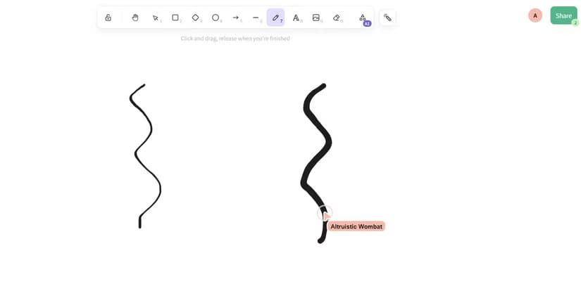 live-collaboration-demonstration-in-excalidraw كيف تبدو السبورة البيضاء عبر الإنترنت وكأنها قلم وورقة حقيقية