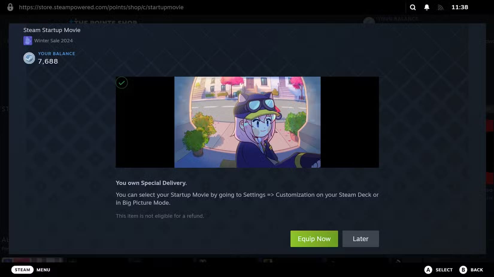 post-purchase-of-a-steam-startup-movie-in-the-points-shop أفضل 5 طرق لتخصيص فيديو بدء تشغيل Steam على Steam Deck ووضع Big Picture