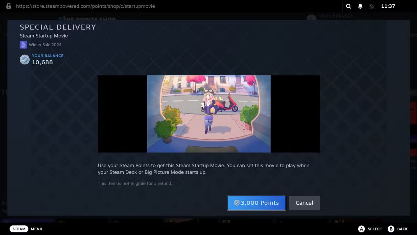 previewing-a-steam-startup-movie-in-the-points-shop أفضل 5 طرق لتخصيص فيديو بدء تشغيل Steam على Steam Deck ووضع Big Picture