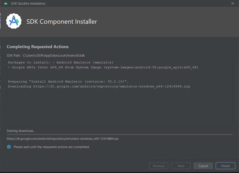 sdk-component-installer-google-android خطوات سهلة لإنشاء جهاز افتراضي باستخدام Android Studio