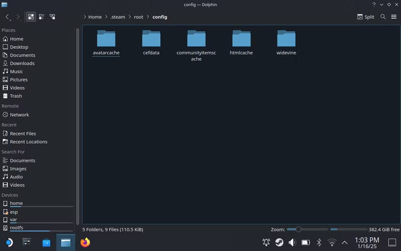 the-config-folder-on-the-steam-deck-desktop-mode-file-manager أفضل 5 طرق لتخصيص فيديو بدء تشغيل Steam على Steam Deck ووضع Big Picture
