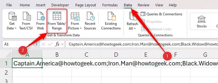 the-from-table-or-range-button-in-the-data-group-in-excel طرق سهلة لتنظيف واستيراد البيانات في Excel باستخدام Power Query