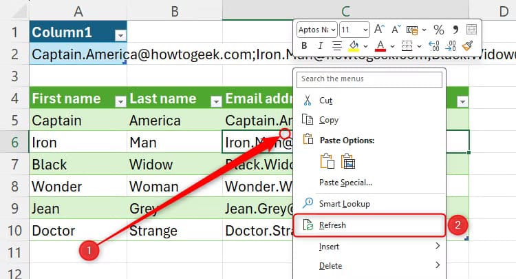 the-refresh-option-in-excel-for-updating-a-power-query-table طرق سهلة لتنظيف واستيراد البيانات في Excel باستخدام Power Query