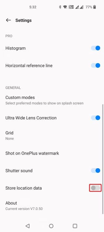 13-android-camera-disable-store-location-data طرق فعّالة لحذف بيانات EXIF من صورك في Windows 11 لحماية خصوصيتك