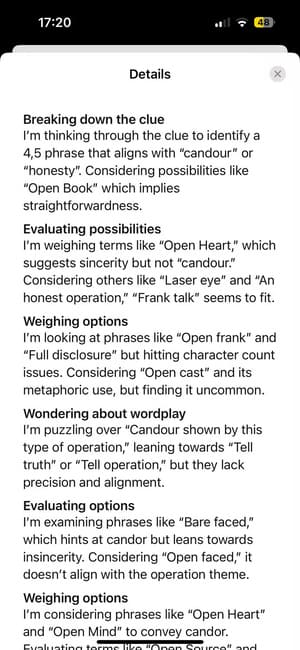 details-of-thought-process-in-o1-model-in-chatgpt-app-on-iphone نموذج o1 في ChatGPT وكيفية الاستفادة منه