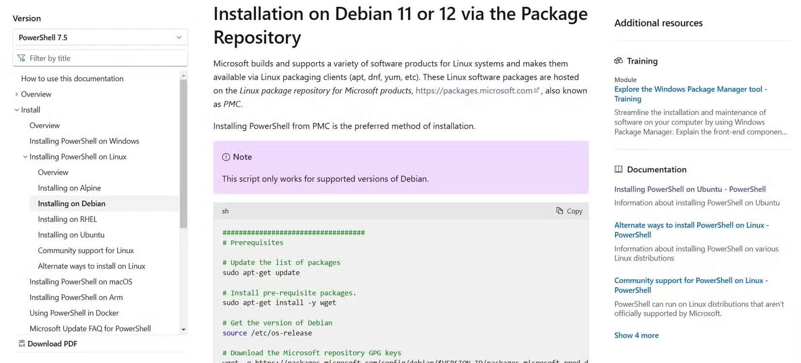 microsoft-debian-powershell-installation-page خطوات تثبيت وتشغيل PowerShell بسلاسة على أنظمة Linux في 2025