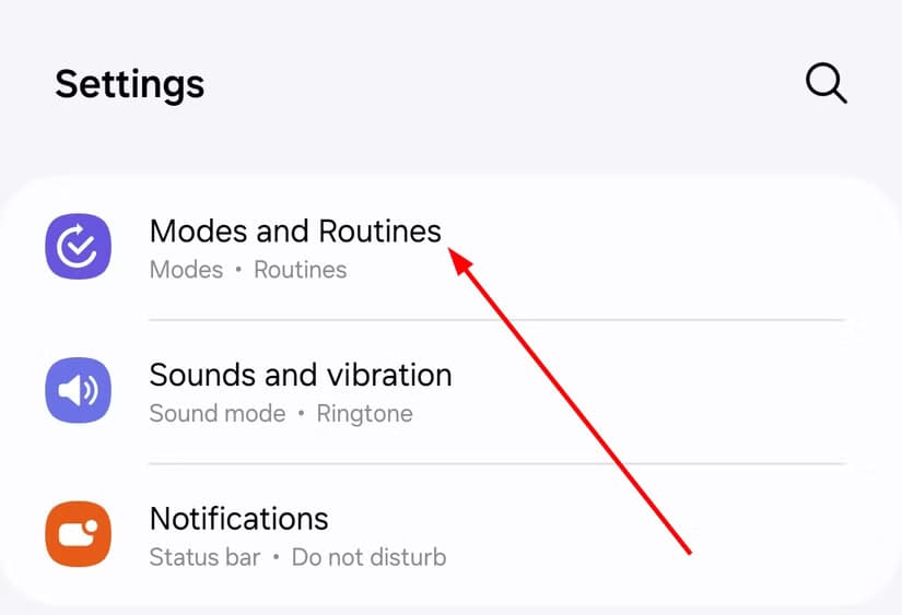 samsung-modes-and-routines-in-settings-1 تشغيل تطبيق الموسيقى تلقائيًا عند الاتصال بالبلوتوث على هواتف سامسونج