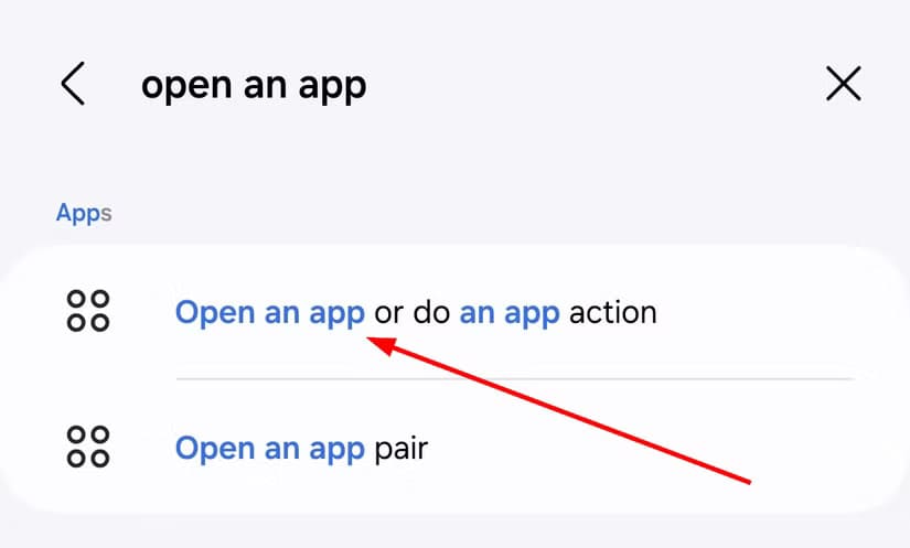 search-open-app-in-then-section-samsung-routines تشغيل تطبيق الموسيقى تلقائيًا عند الاتصال بالبلوتوث على هواتف سامسونج