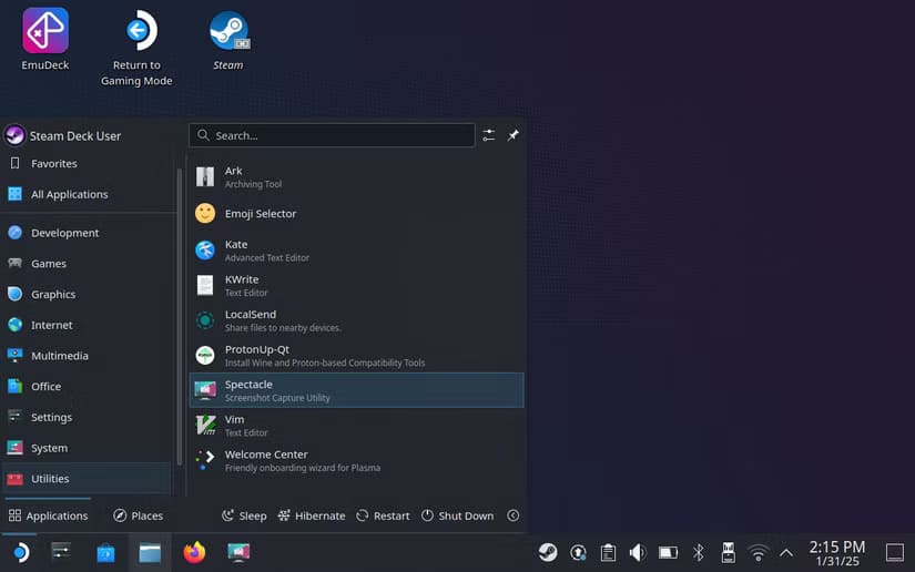 spectacle-screenshot-tool-in-steamos دليل شامل لالتقاط وإدارة لقطات الشاشة على Steam Deck بسهولة