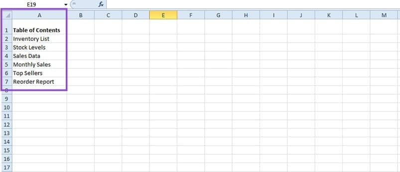 How-to-Create-a-Dynamic-Table-of-Contents-in-Excel-4 إنشاء جدول محتويات متغير في Excel لتسهيل التنقل بين البيانات