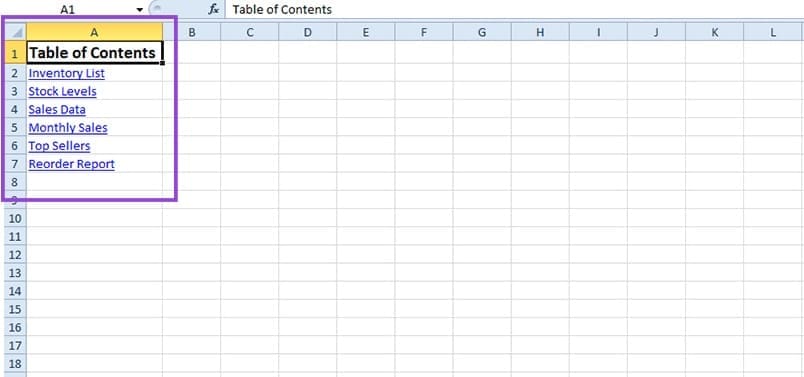 How-to-Create-a-Dynamic-Table-of-Contents-in-Excel-9 إنشاء جدول محتويات متغير في Excel لتسهيل التنقل بين البيانات