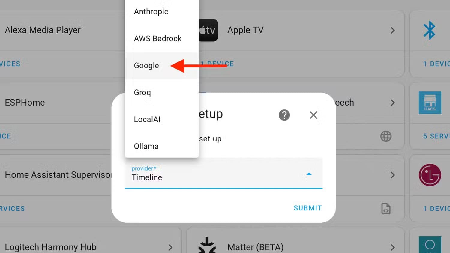 google-option-for-llm-vision-integration-in-home-assistant تحديد هوية الطارقين تلقائيًا باستخدام الذكاء الاصطناعي في Home Assistant