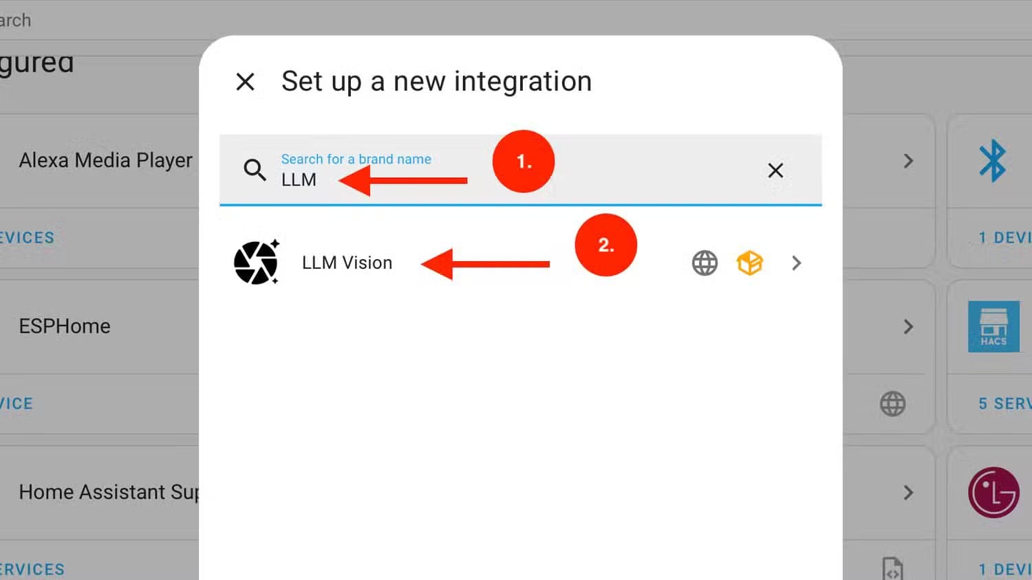 search-for-and-select-the-llm-vision-integration-in-home-assistant تحديد هوية الطارقين تلقائيًا باستخدام الذكاء الاصطناعي في Home Assistant