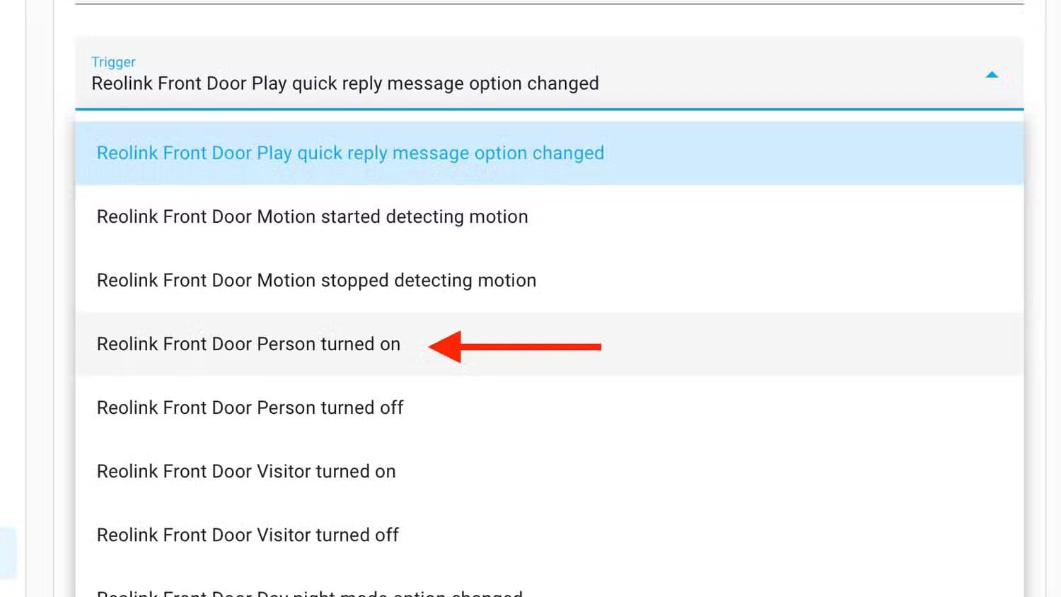 select-person-turned-on-trigger-in-home-assistant تحديد هوية الطارقين تلقائيًا باستخدام الذكاء الاصطناعي في Home Assistant