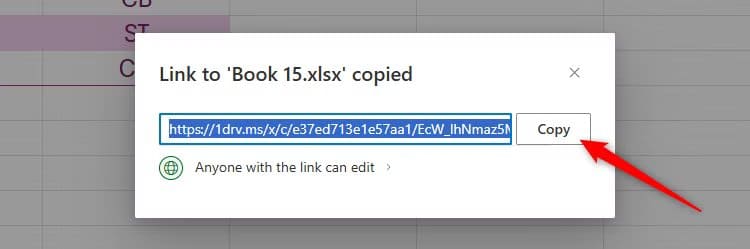 the-copy-link-to-sheet-view-dialog-box-in-excel-for-the-web ميزات جديدة في Excel للويب تجعل العمل على الجداول أسهل من أي وقت مضى