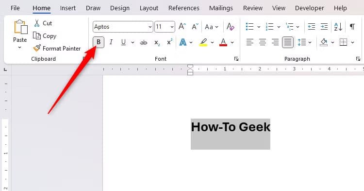 the-words-how-to-geek-in-microsoft-word-with-bold-formatting-applied طريقة سهلة لتسريع الكتابة في Microsoft Word باستخدام التصحيح التلقائي