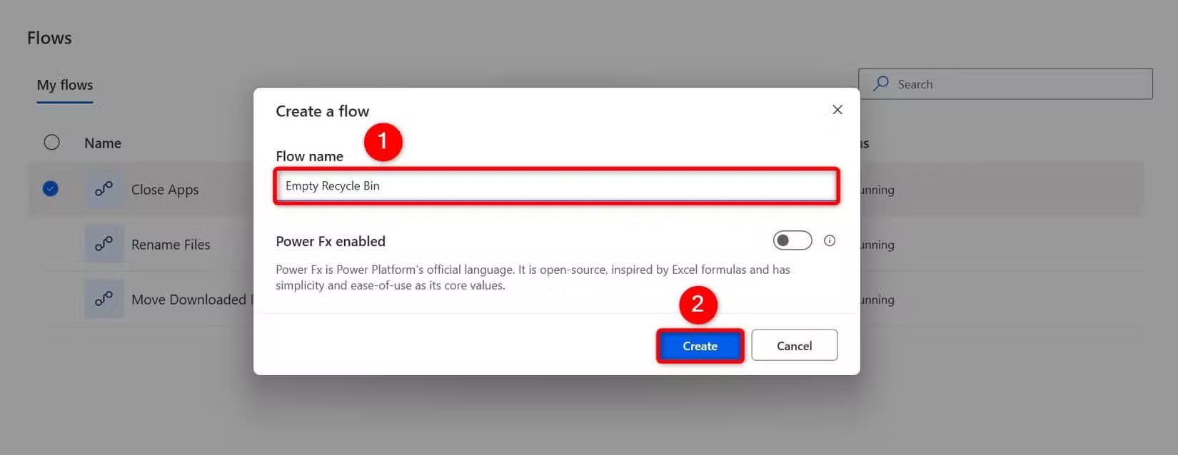 10-create-empty-recycle-bin-flow أدوات Power Automate لتسريع المهام اليومية على Windows 11