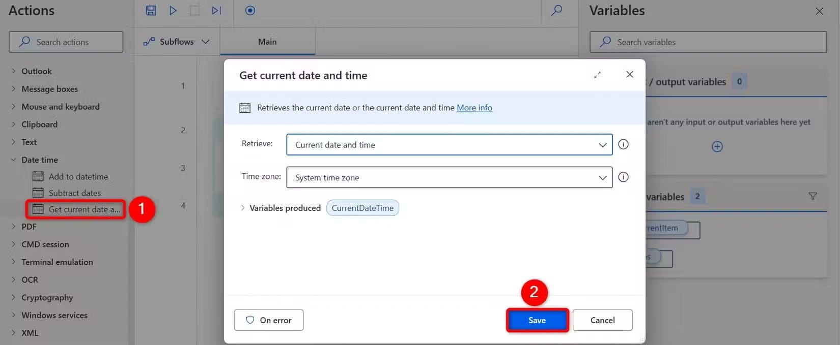 15-get-current-date-time أدوات Power Automate لتسريع المهام اليومية على Windows 11