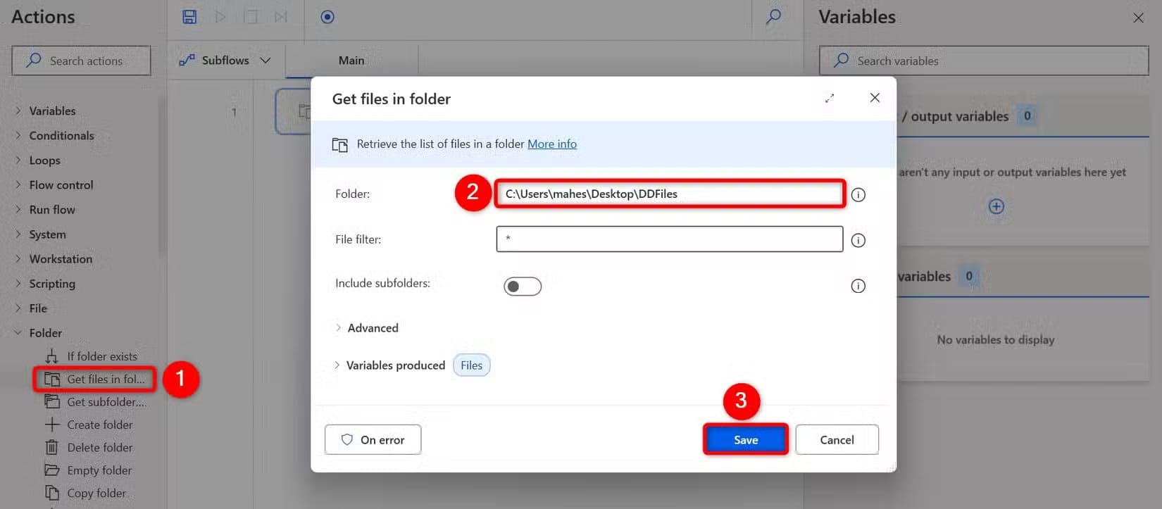 4-get-files-to-rename أدوات Power Automate لتسريع المهام اليومية على Windows 11