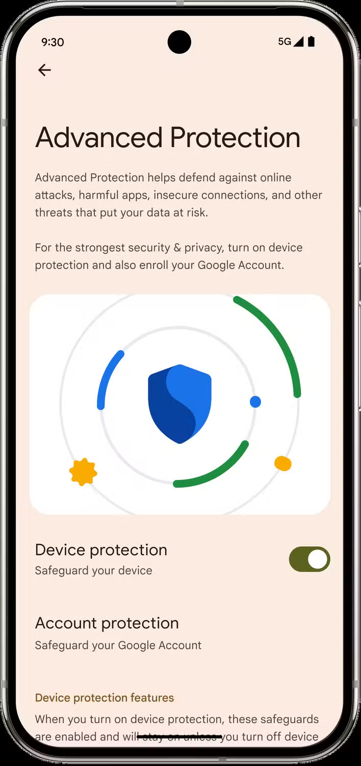 1-advanced-protection-settings مميزات Android 16 تشمل تصميم متطور ودمج Gemini وتحديثات أمان موسعة