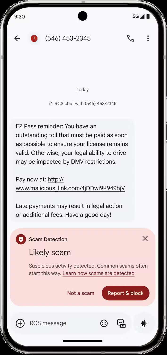 3-scam-detection-white-background مميزات Android 16 تشمل تصميم متطور ودمج Gemini وتحديثات أمان موسعة