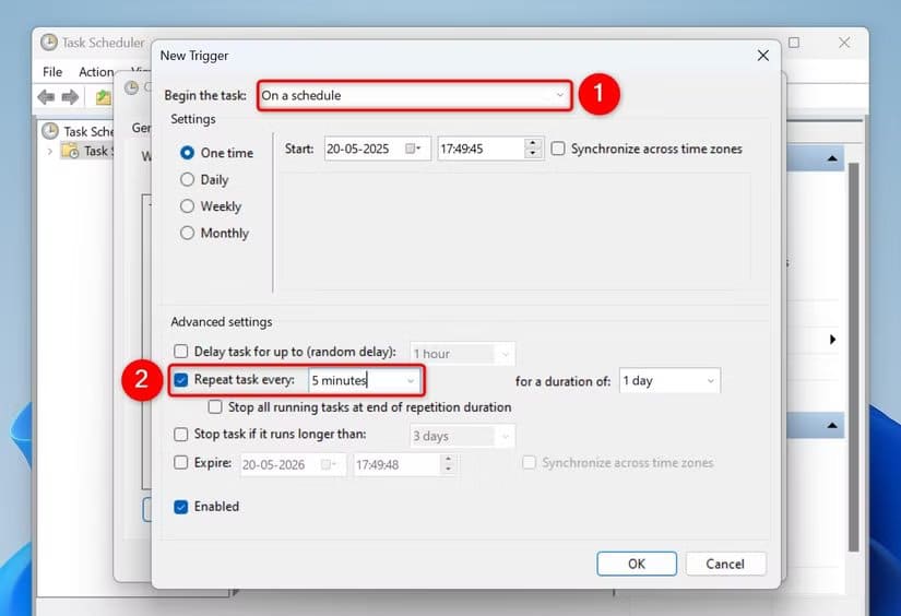 6-battery-level-task-schedule الحل النهائي لتفعيل تنبيهات البطارية المخصصة على Windows 11
