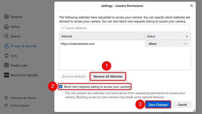 7-disable-camera-firefox اكتشف بنفسك من يراقب الكاميرا والميكروفون على Windows 11