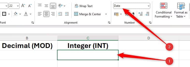 a-cell-in-excel-is-selected-and-the-short-date-number-format-is-selected-in-the-number-group دالة MOD في Excel لحل مسائل عملية بخطوات بسيطة