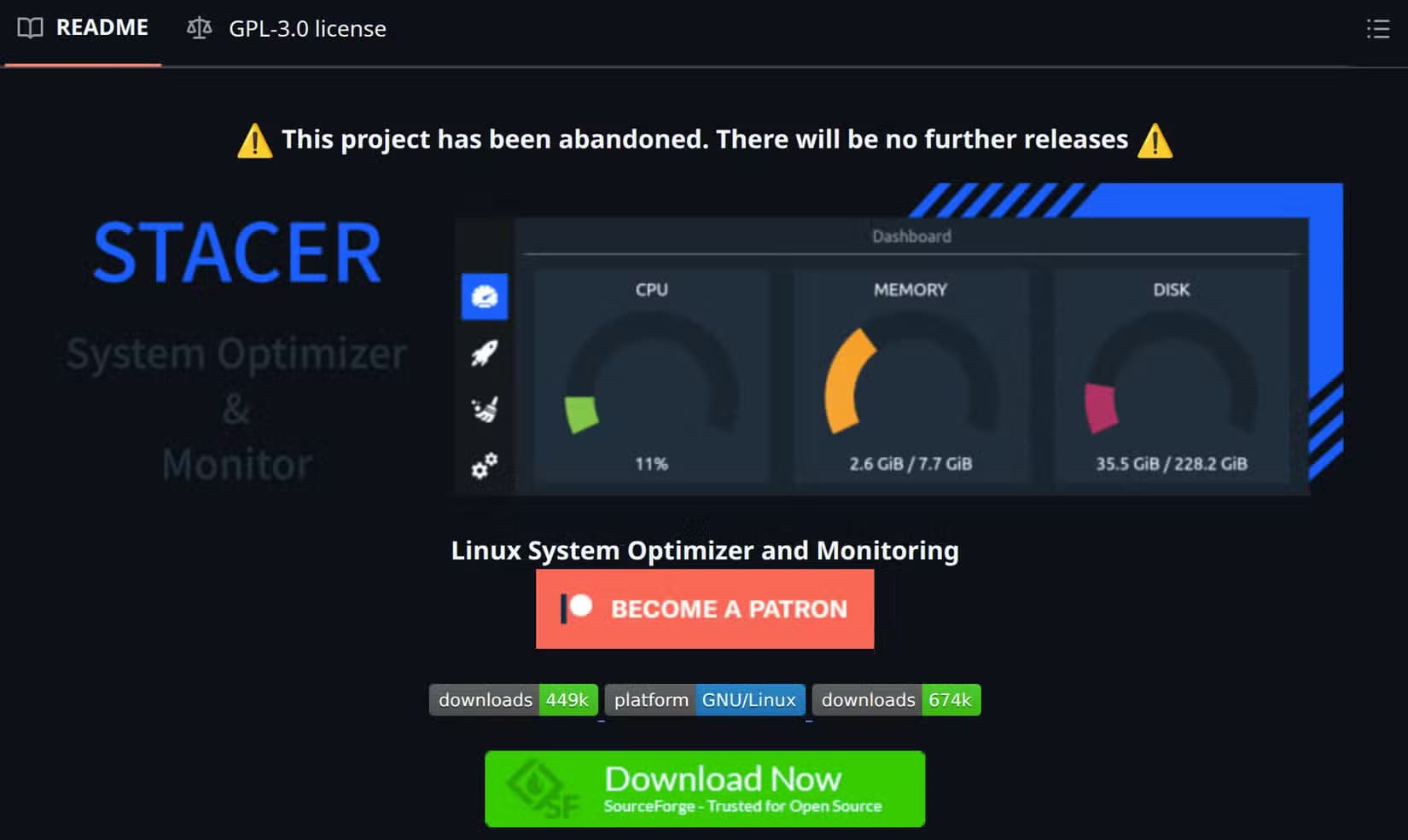 alert-showing-stacer-app-is-now-abandoned كيف تجعل توزيعة Linux أكثر أمانًا بخطوات بسيطة