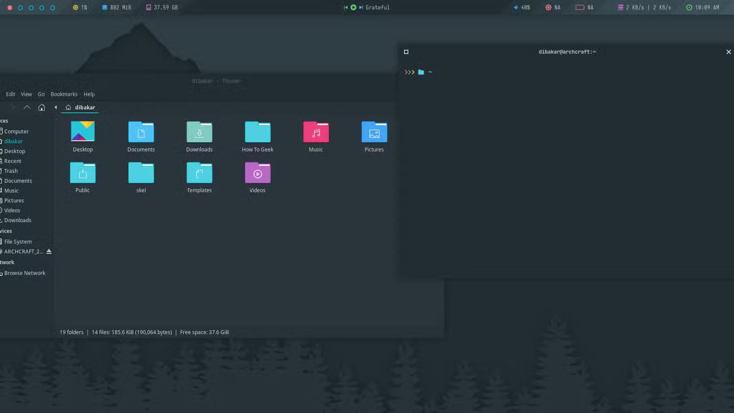 archcraft-desktop-overview-of-the-adaptive-theme هل توجد توزيعات Linux مدفوعة وما الذي يجعلها مختلفة عن المجانية