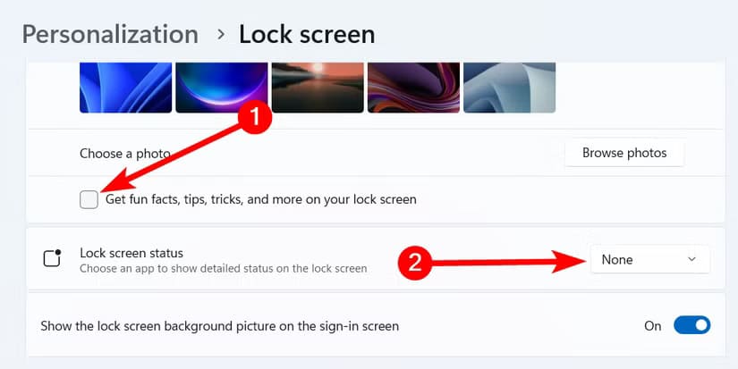 disable-lock-screen-ads-windows-1 إعدادات افتراضية في Windows 11 يجب تعطيلها لتحسين الأداء والتجربة