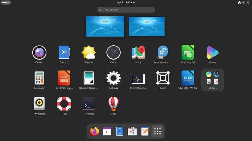 fedora-gnome-applications-overview مزايا تجعل GNOME مناسبًا لمستخدمي لينكس الجدد والمحترفين