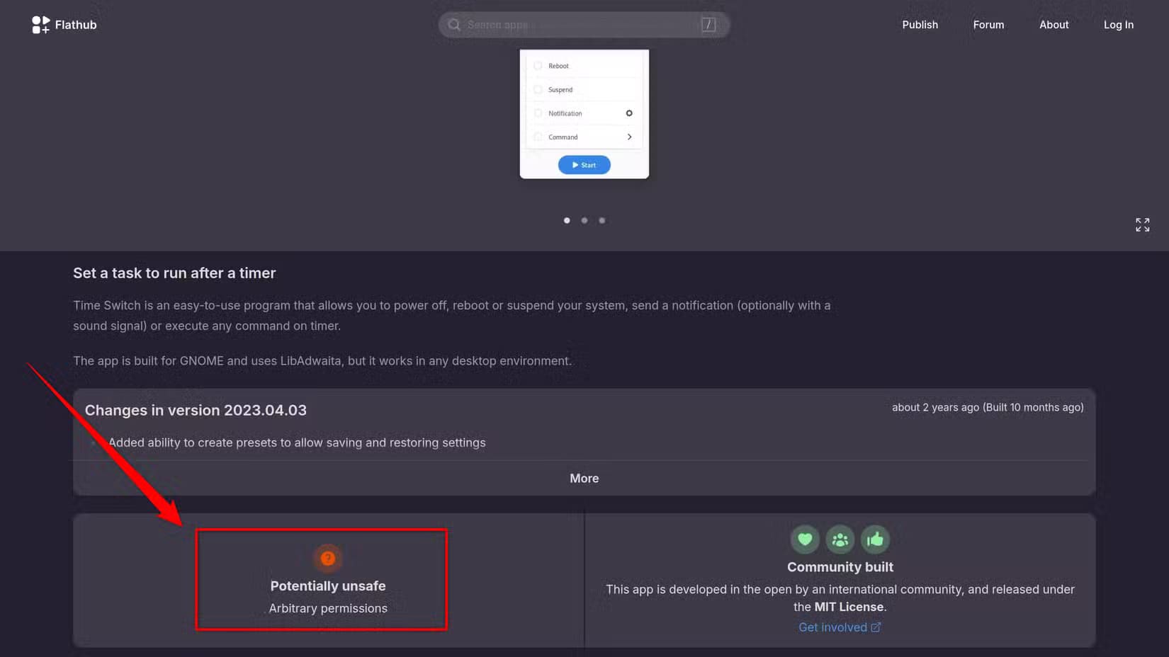 flathub-app-marked-potentially-unsafe-because-it-asks-for-arbitary-permissions كيف تجعل توزيعة Linux أكثر أمانًا بخطوات بسيطة