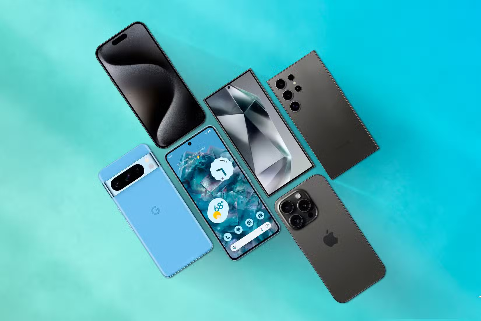 front-and-rear-view-of-some-flagship-smartphones لماذا لم تعد الهواتف الذكية أغلى ما نملكه من أجهزة تقنية