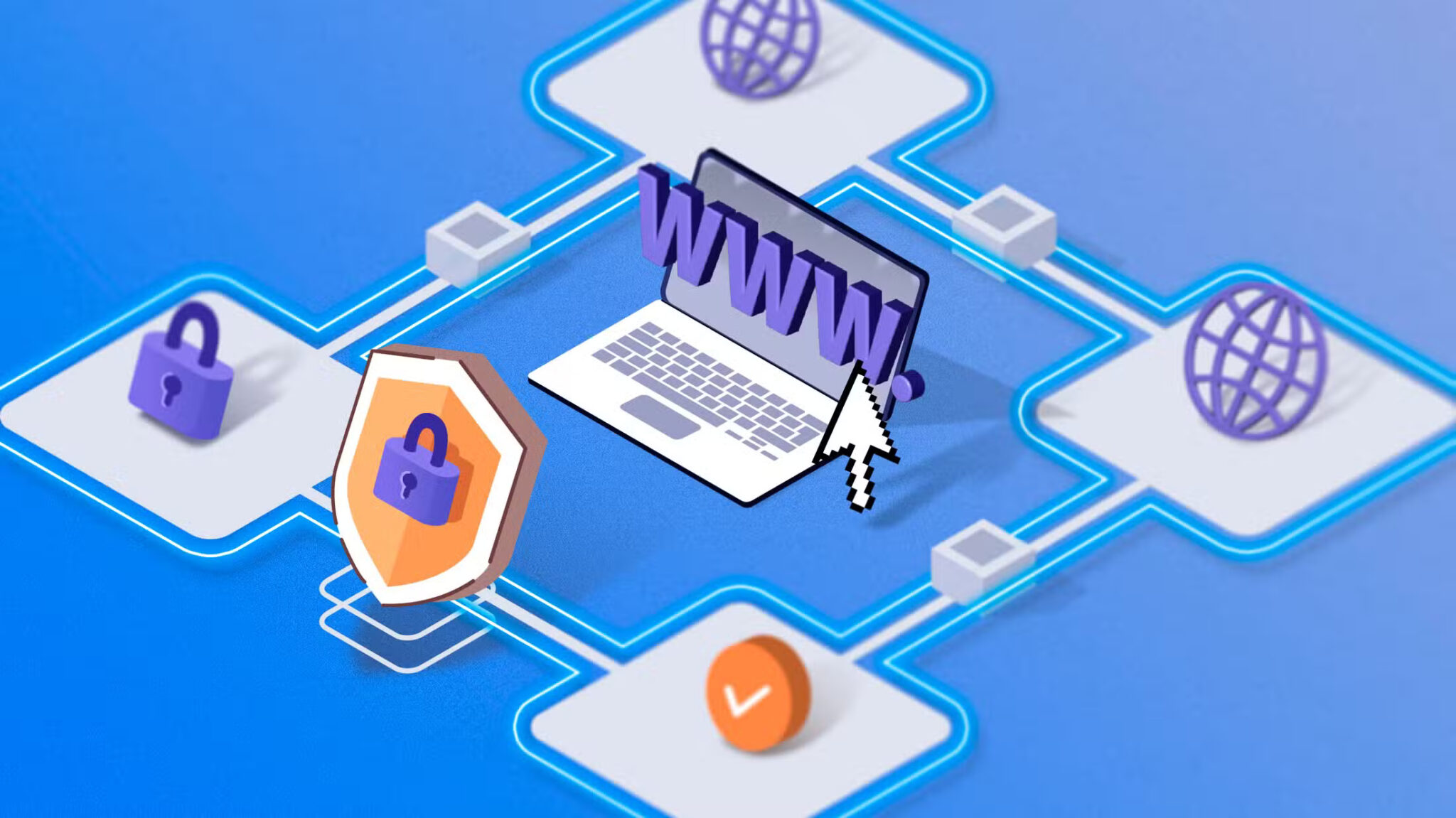 illustration-of-a-laptop-with-internet-and-security-icons-around-it-and-www-in-front-of-the-screen-scaled سبب شائع يؤدي لفشل شهادة SSL من Let's Encrypt وطريقة إصلاحه