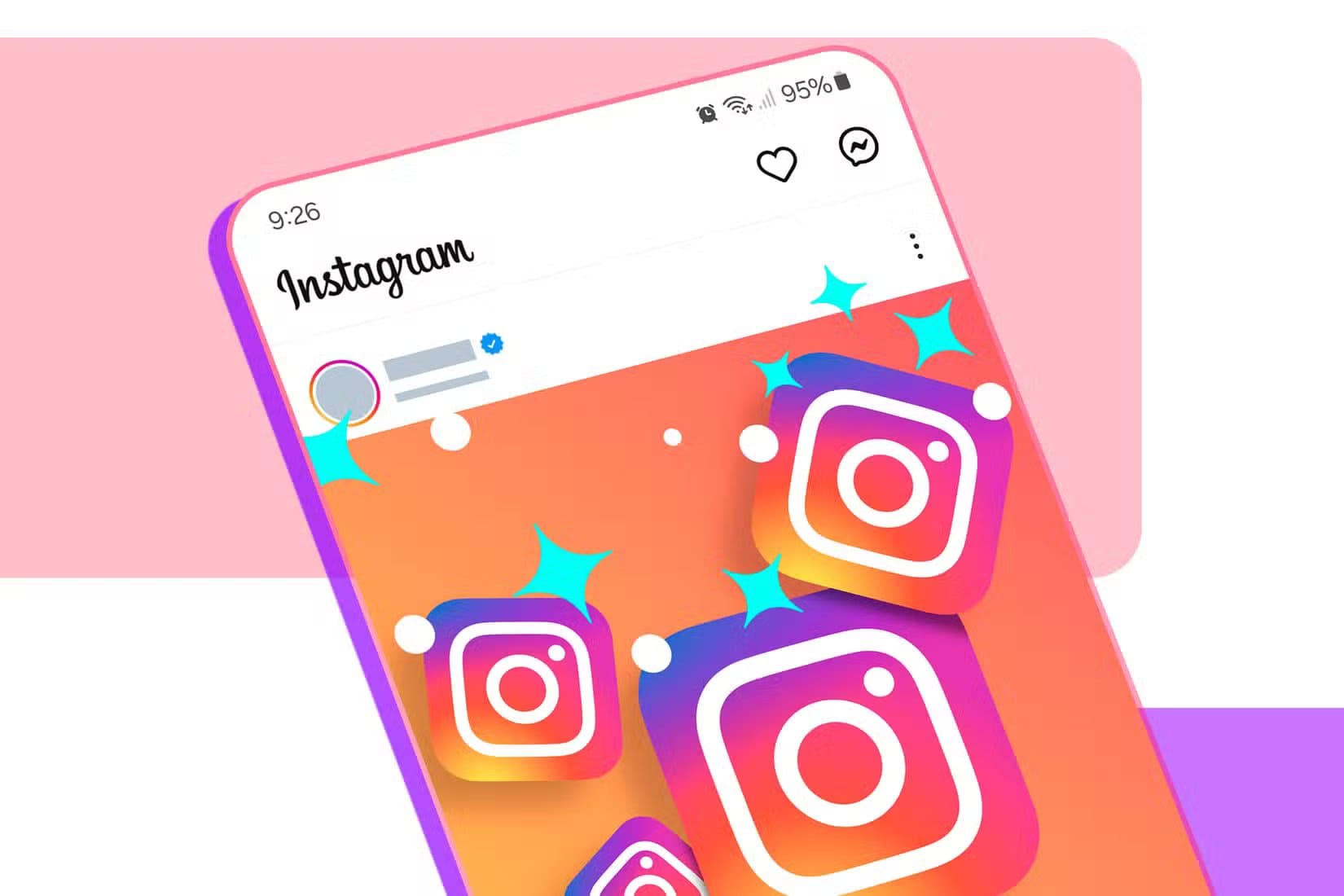 instagram-feed-with-the-instagram-logo-and-some-icons-representing-cleaning أسباب تجعلك تحذف تطبيقًا من هاتفك فورًا