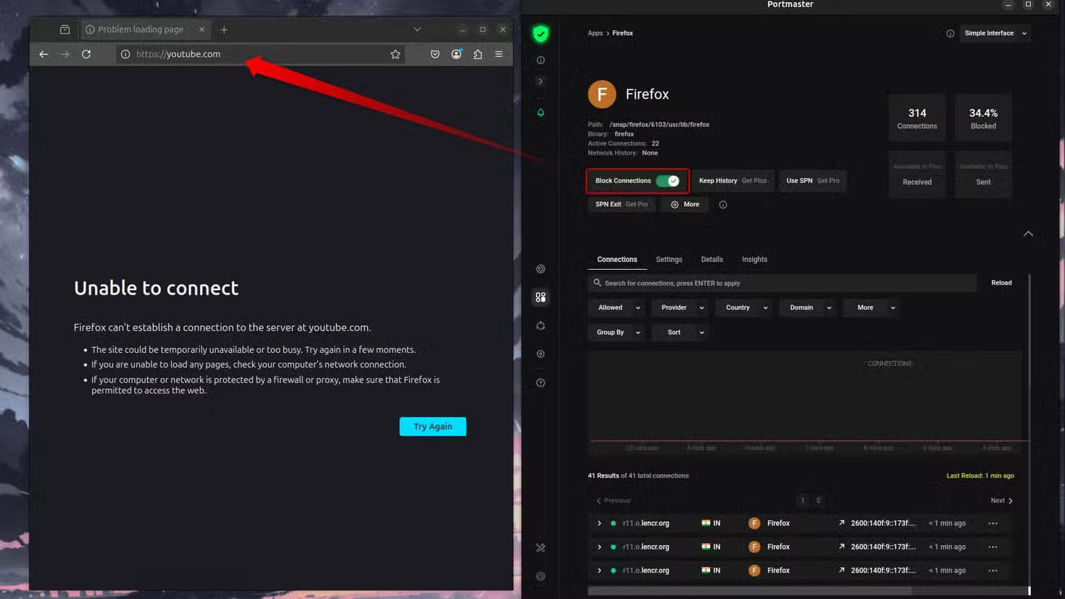 portmaster-blocking-firefox-access-to-the-internet كيف تجعل توزيعة Linux أكثر أمانًا بخطوات بسيطة