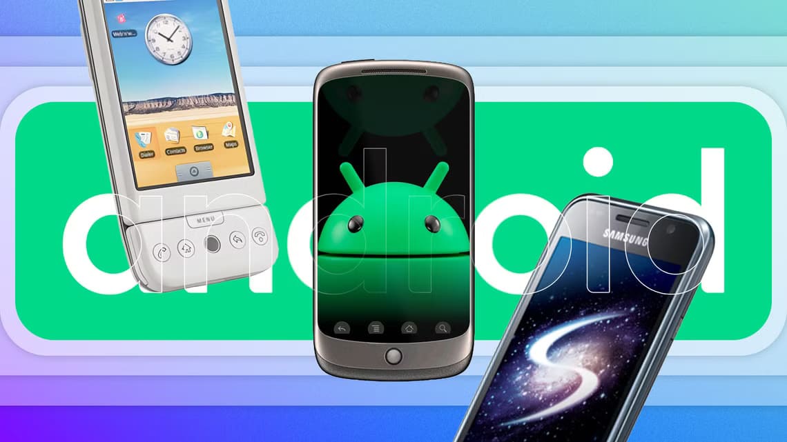 some-old-phones-with-the-android-mascot-in-the-center هواتف Android الأولى التي ساعدت في تشكيل نظام التشغيل كما نعرفه اليوم
