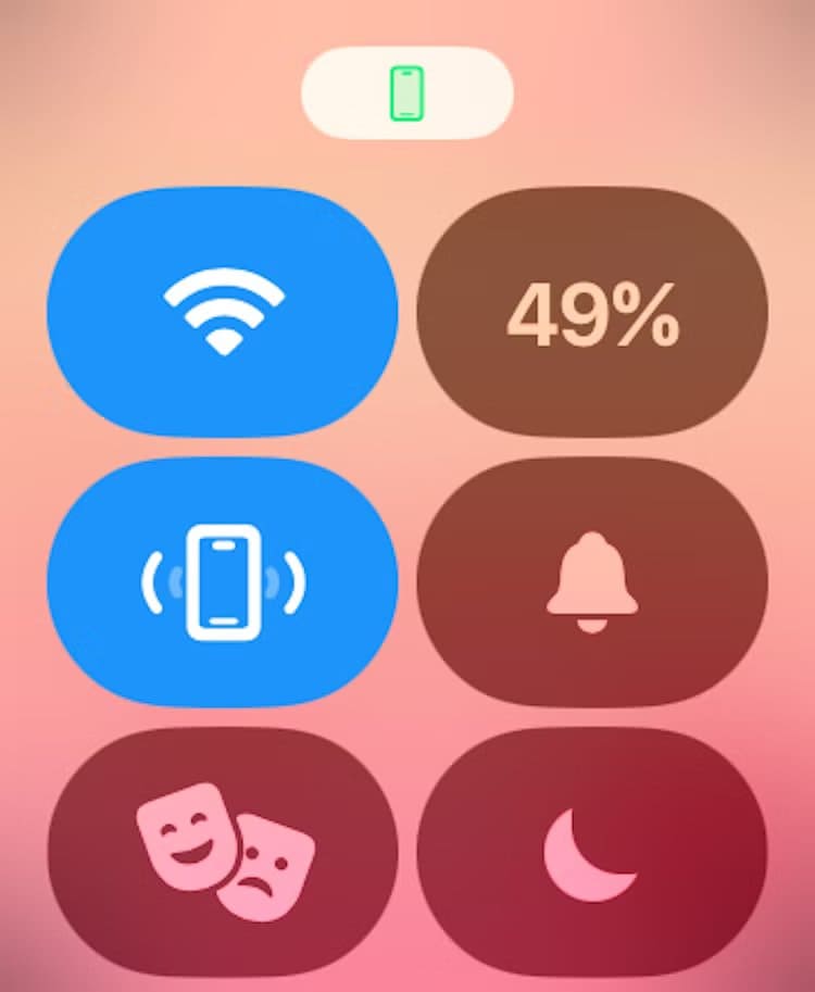 the-control-center-of-an-apple-watch-with-the-ping-my-iphone-icon-active أسرار مذهلة في مركز التحكم Apple Watch لا يعرفها معظم المستخدمين