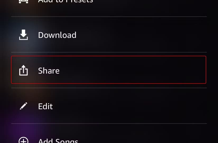 the-option-to-share-a-playlist-in-amazon-music-is-selected أفضل طريقة لمشاركة قائمة تشغيلك على Amazon Music بسهولة