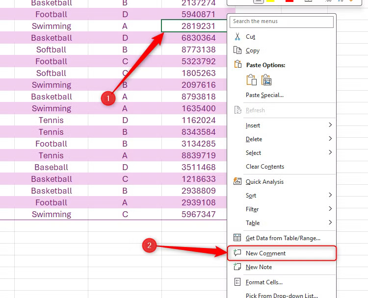 the-right-click-menu-of-a-cell-in-excel-is-expanded-and-new-comment-is-selected ما الفرق بين الملاحظات والتعليقات في Excel