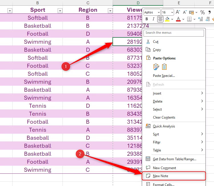 the-right-click-menu-of-a-cell-in-excel-is-expanded-and-new-note-is-selected ما الفرق بين الملاحظات والتعليقات في Excel