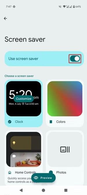 5-android-enable-screen-saver استخدام هاتف Android القديم كشاشة ذكية لسيارتك