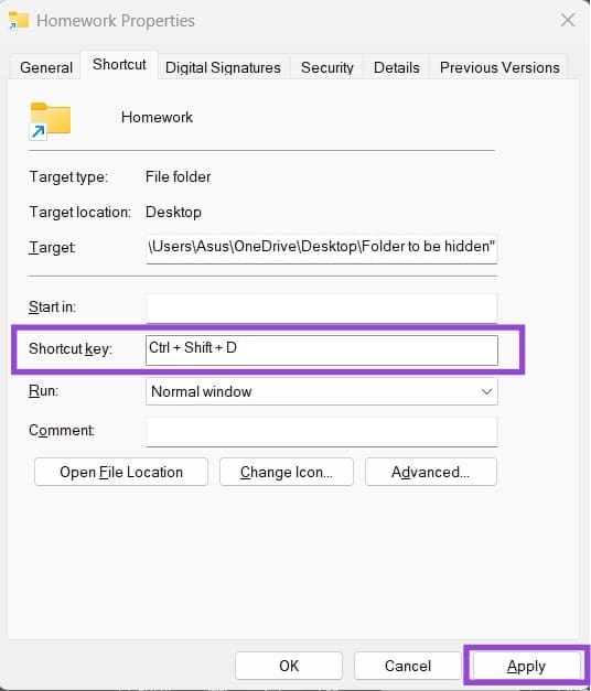 How-to-Hide-Files-and-Folders-Behind-a-Shortcut-7 طريقة إخفاء الملفات داخل اختصار لا يُثير الشك