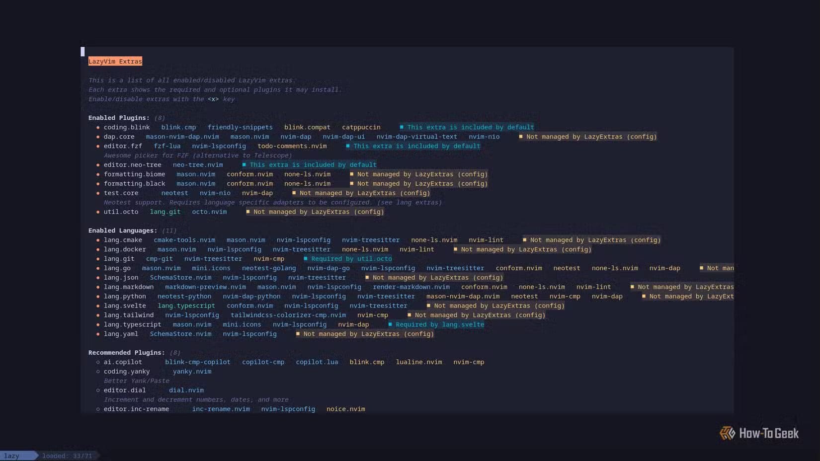 a-neovim-window-opened-on-a-screen-called-lazyvim-extras-it-displays-the-names-of-over-20-groups-of-plugins-there-s-lots-of-structured-text-on-the-screen لماذا يُعد Neovim الخيار المفضل لتحرير النصوص على Linux