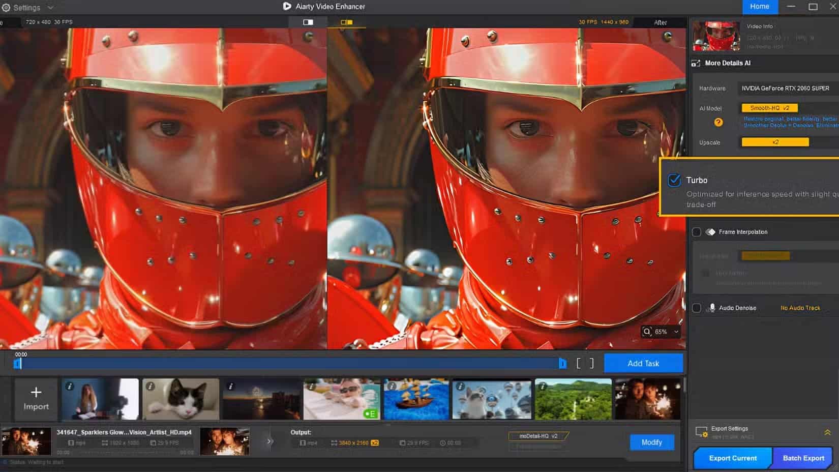 aiarty-video-enhancer-turbo رفع جودة الفيديو القديم بجودة فائقة بسهولة